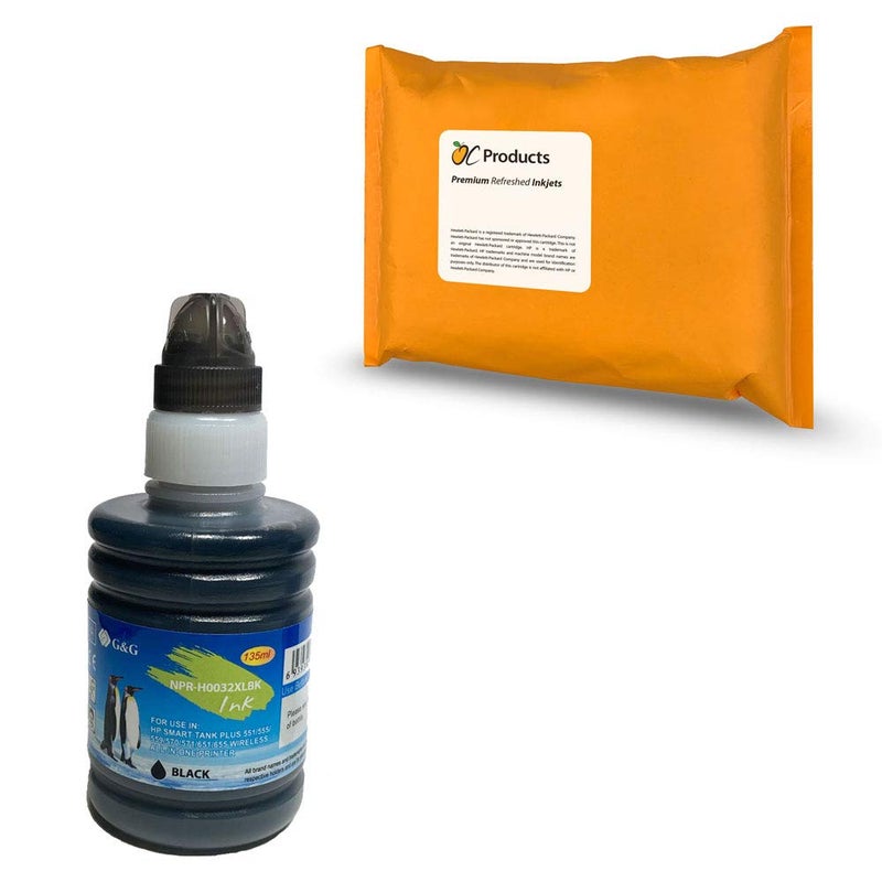 OCProducts Compatible Ink Replacement for HP 32XL for Smart Tank 5000 5101 5102 6001 7001 7301 7602 Plus 551 555 559 651 655 (Black)